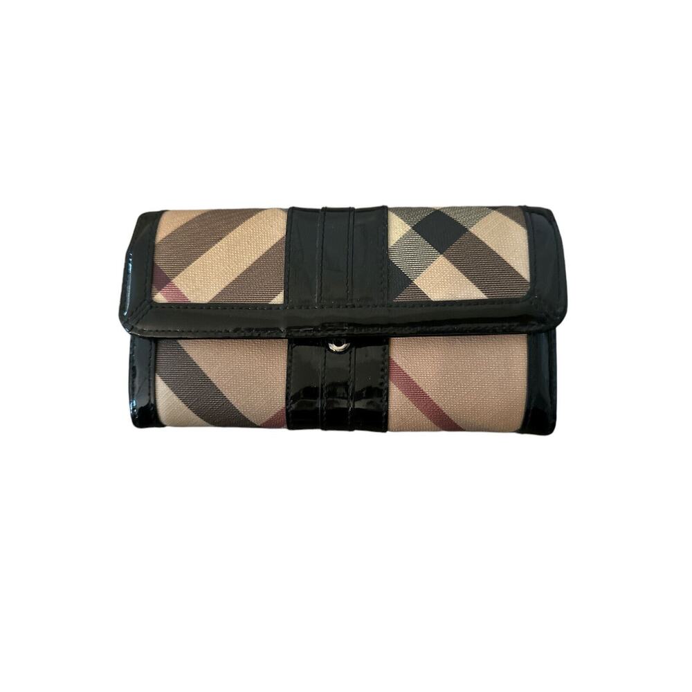 Burberry Long Wallet CLUTCH Nova CHECK PVC Enamel Leather - Picture 1 of 4